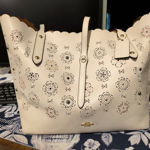 Coach Handbags - MARKET TOTE WITH CUT OUT TEA ROSE